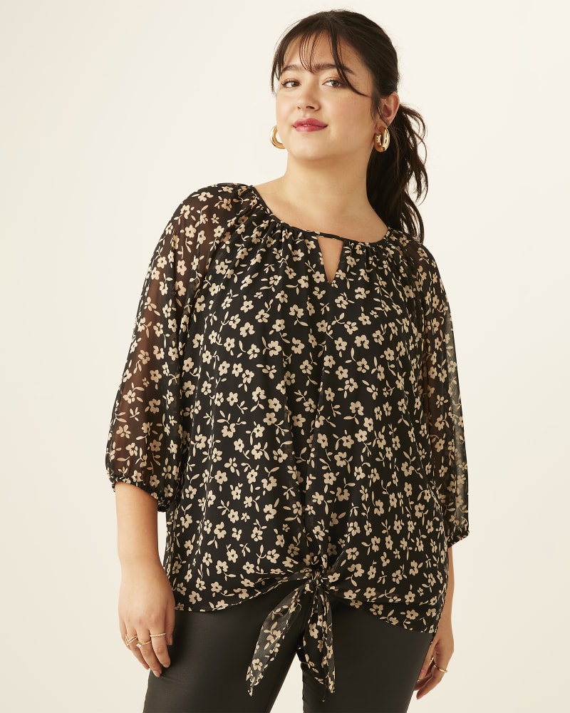 Front of plus size Delilah Printed Peasant Top by East Adeline | Dia&Co | dia_product_style_image_id:171219